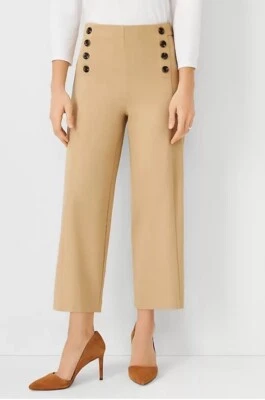 Ann Taylor The Sailor Wide Leg Crop Pant Stretch Knit Khaki Tan 16P New - Image 1 of 4