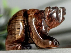 Walking Bear Totem Tiger's Eye Gemstone Spirit Animal Fetish Figurine c9124 - Picture 1 of 9