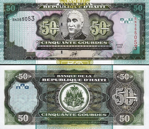 Haiti 50 Gourdes 2003, UNC, P-267b, Prefix BN Cover