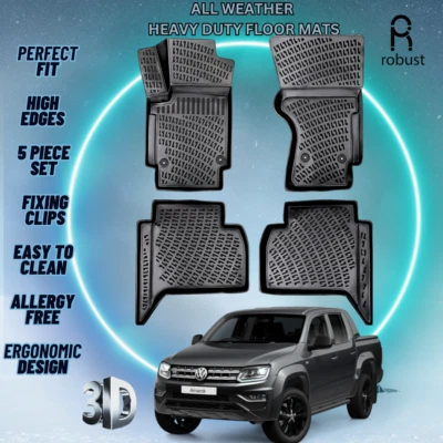 Custom Car Floor Mats Fits VW Amarok 2019-2022 TPE Rubber All Weather 3d Liners - Image 1 of 4
