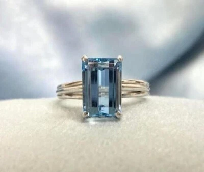 5 Karat Aquamarin Jubiläum Verlobungsring 14k Echt Weißgold - Bild 1 von 4