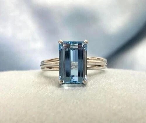 5 Karat Aquamarin Jubiläum Verlobungsring 14k Echt Weißgold - Bild 1 von 4