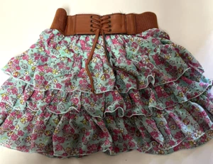 Speechless Youth Girls Tiered Belted Bohemian Skirt; Multi, Medium - Picture 1 of 5