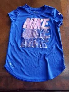 The Nike EE dri-fit Girls Size 6x Distressed Blue Pink Tshirt - Picture 1 of 4