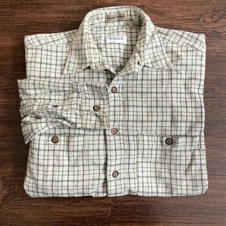 Vintage Rogue Washed Cotton Flannel Button Up Shirt Mens Medium Plaid Grunge - Image 1 of 4