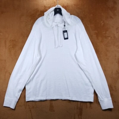 RAG & BONE Shirt Mens Small White Pullover Cotton Slub All Season FLAME HOODIE - Image 1 of 4