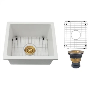 Bar Sink,Undermount Wet Bar Sink 16 X 18 inch,Small White Composite Bar Sink - Picture 1 of 7