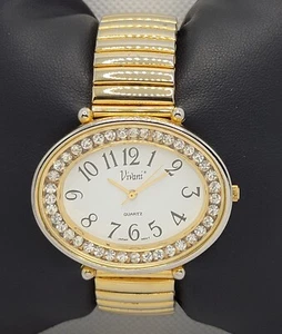 Ladies Vivani Elegant Oval Gold Tone Case Expansion Band White Dial Watch L1 - Picture 1 of 9