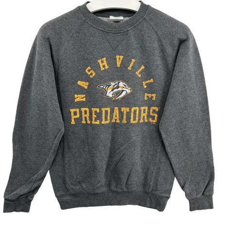Nashville Predators Sweater Mens Small Retro Arch Logo Spellout y2k Vintage Gray Cover