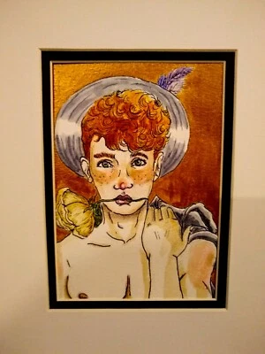 Acuarela original, mate, retrato. Rosa firmada por Herbie Hasbrouck Jr Foto 1 de 4