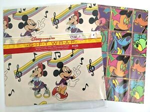 Vintage Disney's Mickey & Minnie Music Dancing Rainbow Gift Wrap Wrapping Paper 