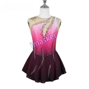 Vestido de patinaje artístico para mujeres niñas sin mangas falda de patinaje sobre hielo pedrería falda - Imagen 1 de 8