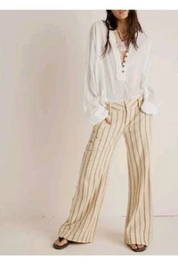 Free People Here For It Relax Flare Trousers Sand Size UK 4/6 US 0 RRP: £118.00 - Picture 1 of 10