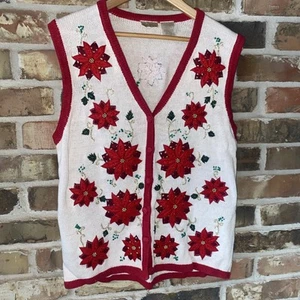 Bobbie Brooks Vintage Weihnachtsstern Weste Large 14W 16W verziert Vintage - Bild 1 von 5