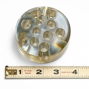 Vintage Bernstein Zelt Glas Blume Frosch 11 Loch rund 3,25" Blumenarrangeur schwer dick - Bild 1 von 5