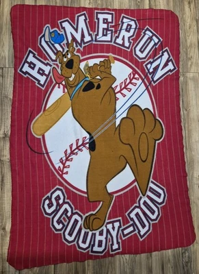 Vintage 1999 Scooby Doo Throw Blanket Home Run 64x44 Very Rare Red Sports Theme - Image 1 of 4