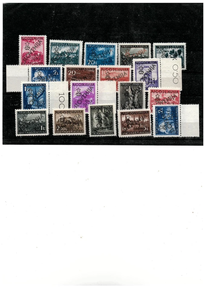 Iugoslávia 1945. Conjunto provisório de Liubliana com sobreimpressão MNH, ver descrição - Imagem 1 de 1