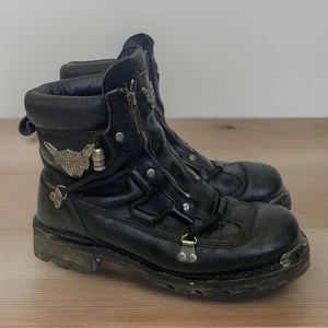 Harley-Davidson Double Zip Boots Size 10 Leather Motorcycle - Plz Read - Picture 1 of 18