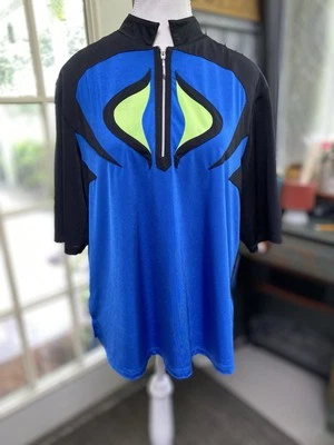 Camisa de golf para mujer Jamie Sadock manga corta azul verde negro 1/4 cremallera frontal (T) Foto 1 de 4