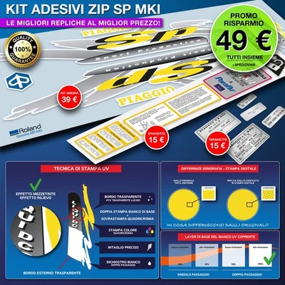KIT ADESIVI PIAGGIO ZIP SP MK1 - Serie completa in promo!  REPLICA ZIP SP - Imagen 1 de 4
