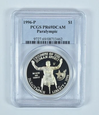 1996-P Paralympic Wheelchair Commemorative Dollar PR69 DCAM PCGS *0790 - Image 1 of 4