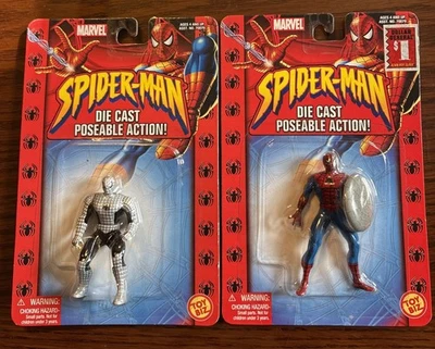 (2) Figuras de acción posables Marvel Spider-Man. Escudo y Plata Toy Biz Nuevo Foto 1 de 4