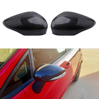 Par de tapas de cubierta de espejo retrovisor lateral de fibra de carbono para Ford Fiesta MK7 2009-2017 Foto 1 de 4