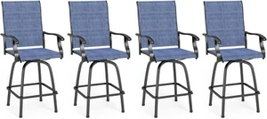 Set of 4 Swivel Barstools Bar Height Outdoor Chairs 360 Rotating Patio Bar Stool - Picture 1 of 7