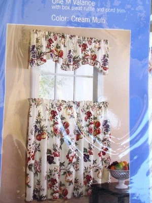 KITCHEN CURTAINS..ORCHARD..1 VALANCE & 2 TIERS..FITS 29" WINDOW..NEW in PACKAGE - Image 1 of 4