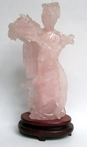 FABULOUS ASIAN CARVED ROSE QUARTZ 2,183 GRAM 13" STATUETTE - Picture 1 of 8