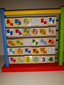 Abacus Wooden Learning Alphabet Double Side Flip/ Hands on Learning Touch Cards