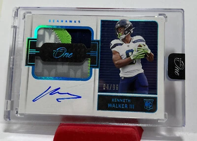 2022 Panini One Kenneth Walker III Blue Rookie Dual Patch Auto RC No.40 #04 /99 - Image 1 of 4