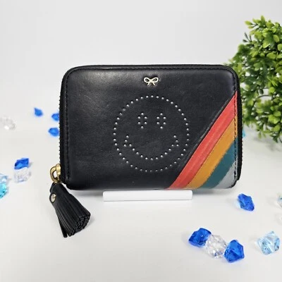 Cartera Monedero Anya Hindmarch Negra Smiley Cremallera Alrededor Foto 1 de 4