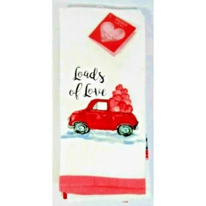 Envogue Loads of Love Valentine's Day Kitchen Towels Hearts in Truck Set of 2 - Picture 1 of 3