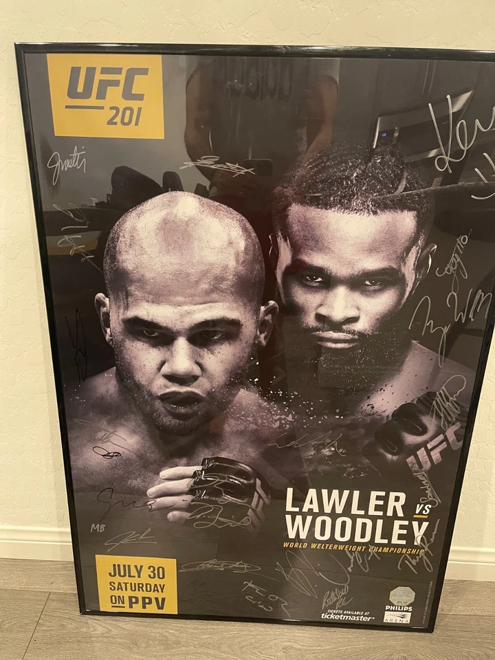 UFC 201 – Lawler vs. Woodley  Official Event Poster – SIGNED by the Entire Card - Image 1 of 4