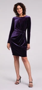 nwt Sympli Plum Velvet Side Twist Dress 10 - Picture 1 of 6