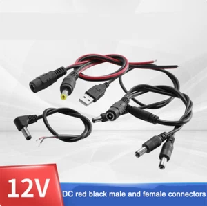 12V Plug Monitoring Connection Line DC Red and Black Male and Female Connectors - Picture 1 of 28