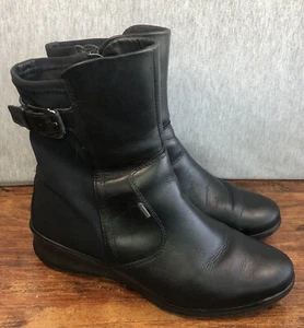 Ecco Babett Boots Women's 39 / 8 Black Leather Gore-Tex Buckle Ankle Booties - Picture 1 of 10