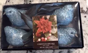 Christian Siriano AZUL BRILLO PÁJAROS PLUMAS Árbol de Navidad Clip Adornos NUEVO EN CAJA - Imagen 1 de 6