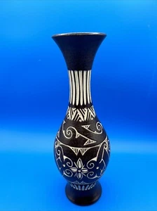 Große Vase östlicher Stil Keramik NG Lee Seng Sarawak braun creme geätzt Pottery - Bild 1 von 8