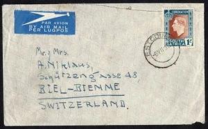 1937 South Africa Coronation Cover, 1s Blue, Airmail to Switzerland - Picture 1 of 2