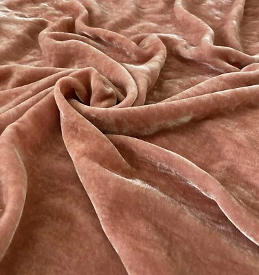Salmon Silk Velvet Fabric by the Yard, 1/2 Yard and 1/4 Yard, 45" Wide, V15 - Image 1 of 3