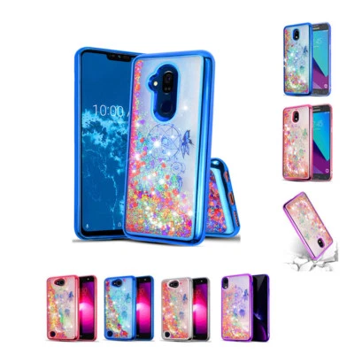 Girls Bling Glitter Sparkle Liquid Quicksand Case Cover For Alcatel 7 Folio - Image 1 of 4