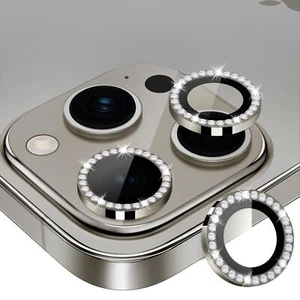 Lens Protector for iPhone 15 Pro/Max, Metal Diamond, 9H Hardness, Gunmetal Grey - Picture 1 of 7