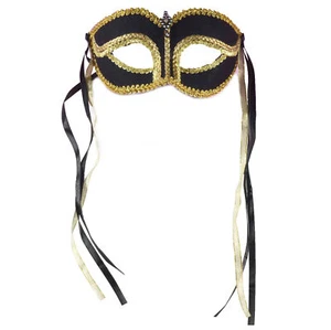 Venezianische Maske schwarz mit Goldrand Halloween Gesichtsmaske, für Erwachsene, schwarz gold... - Bild 1 von 1
