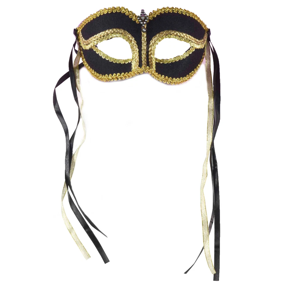 Venetian Mask Black with Gold Trim Halloween Face Mask, For Adult, Black Gold... - Image 1 of 1