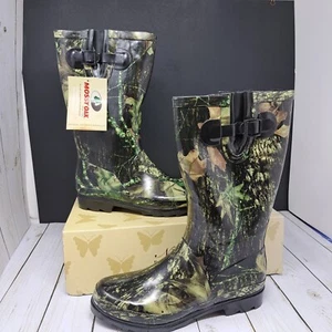 Nwt Natural Reflections Mossy Oak Womens Size 11 Tall Rubber Rain Boots Camo  - Picture 1 of 21