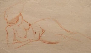 Gerhard Schulte-Dahling Erotik Akt Frau Expressionismus Rötel Zeichnung - Bild 1 von 3