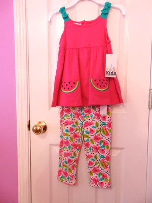 Conjunto de pantalones capri sandía talla 5 niños cuartel general 2 piezas NUEVO etiqueta rosa intenso Foto 1 de 4