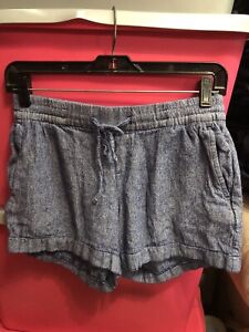 Old Navy Blue Pull On Tie Waist Linen Blend Shorts Size Small